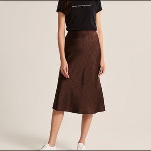 Abercrombie & Fitch satin polka dot midi skirt